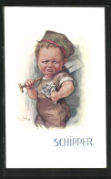 Künstler-AK H. Zahl: Schipper, Kleiner Soldat Mit Spaten Und Einem Zettel  - Zahl, H.