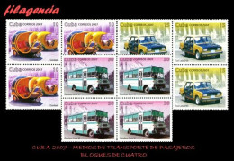 CUBA. BLOQUES DE CUATRO. 2007-26 MEDIOS DE TRANSPORTE TERRESTRE PARA PASAJEROS - Nuovi