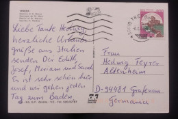 D)1998, ITALY, POSTCARD SENT TO GERMANY, WITH STAMP CASTLES OF ITALY, ROCCA MAGGIORE, ASSISI, XF - Unclassified