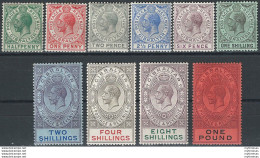 1912-24 Gibilterra Giorgio V 10v. MH SG. N. 76/85 - Altri & Non Classificati