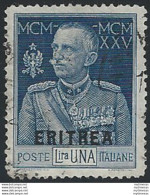 1925 Eritrea Giubileo L. 1 D. 13,25 US Sass. N. 100 - Andere & Zonder Classificatie