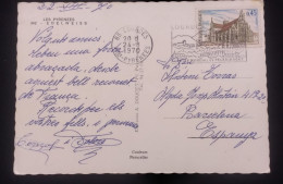 D)1970, FRANCE, POSTCARD SENT TO SPAIN, WITH TOURISM STAMP, BROU CHURCH, XF - Autres & Non Classés