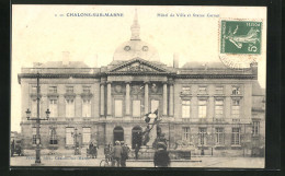 CPA Chalons-sur-Marne, Hotel De Ville Et Statue Carnot  - Autres & Non Classés