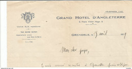 M12 Cpa / Old Invoice / Facture LETTRE Ancienne GRENOBLE 38 GRAND HOTEL D'ANGLETERRE 1929 - Ambachten