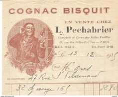 M11 Cpa / Old Invoice / Lettre Facture Ancienne 1935 COGNAC BISQUIT L Pechabrier PARIS - Petits Métiers