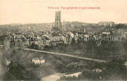 13738351 Fribourg FR Vue Generale Et Pont Suspendu Fribourg FR - Autres & Non Classés