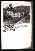 Lithographie Heidelberg, Hirschgasse Mit Gasthaus  - Heidelberg