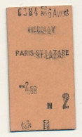 SNCF - Ticket 2eme Classe Place Entière - Herblay => Paris St Lazare - Europa