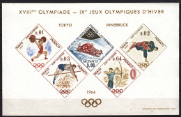 Monaco 1964 Tokyo Innsbruck Olympic Games Yvert#Bloc Speciaux 7, Excellent Mint Never Hinged - Nuevos