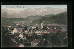 AK Immenstadt I. Algäu, Ortsansicht Mit Kirche Und Bergen  - Immenstadt