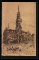 Künstler-AK München, Neues Rathaus  - Muenchen