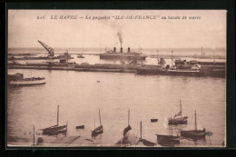 AK Le Havre, Le Paquebot Ile-de-France Au Bassin De Marée  - Steamers