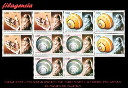 CUBA. BLOQUES DE CUATRO. 2008-14 HOMENAJE AL NATURALISTA CUBANO CARLOS DE LA TORRE. POLIMITAS - Nuovi