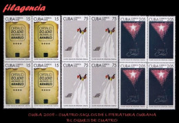 CUBA. BLOQUES DE CUATRO. 2008-28 CUATRO SIGLOS DE LITERATURA CUBANA - Ungebraucht