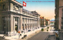 13733390 Geneve GE Hotel Des Postes Et Rue De Mont-Blanc Strassenbahnen Geneve G - Altri & Non Classificati