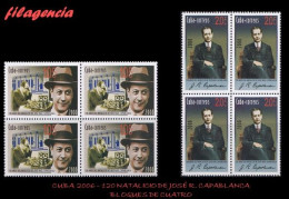 CUBA. BLOQUES DE CUATRO. 2008-30 120 NATALICIO DE JOSÉ RAÚL CAPABLANCA. CAMPEÓN MUNDIAL DE AJEDREZ - Unused Stamps