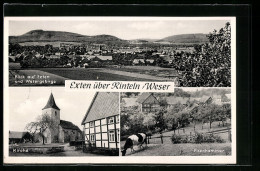 AK Exten /Weser, An Der Kirche, Ortsansicht Mit Wesergebirge  - Sonstige & Ohne Zuordnung