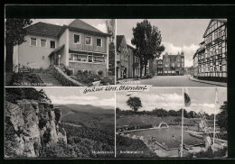 AK Hess. Oldendorf, Blick Auf Hohenstein, Geschäfte Am Marktplatz  - Hessisch-Oldendorf