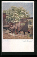 AK Deutscher Schulverein Nr. 1215: Lenz Im Bauernhofe  - Guerre 1914-18