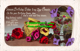 R511097 Sincere Birthday Wishes To My Dear Cousin. Greeting Card. Postcard. 5163 - Monde