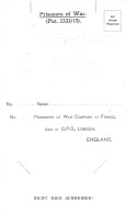 Prisoners Of War Pat 2333/15 - Lettres & Documents