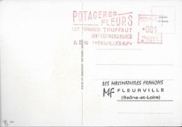 ENVELOPPE EMA LES GRAINES TRUFFAUT VERSAILLES 1966 - CARTE MAXIMUN TIMBRE TAXE LE TREFLE CACHET ROND FLEURVILLE,  A VOIR - Publicidad