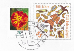 HAMBOURG ALLEMAGNE 2012 - ENTIER POSTAL TILL  EULENSPIEGEL DE 2011, FLEUR, LETTRE AYANT VOYAGEE POUR LA FRANCE, A VOIR - Storia Postale