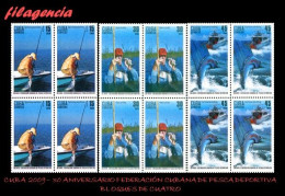 CUBA. BLOQUES DE CUATRO. 2009-37 30 ANIVERSARIO DE LA FEDERACIÓN DE PESCA DEPORTIVA - Ungebraucht