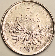 France - 5 Francs 1987, KM# 926a.1 (#4341) - 5 Francs