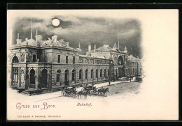 Mondschein-AK Bonn, Bahnhof Bei Nacht  - Bonn