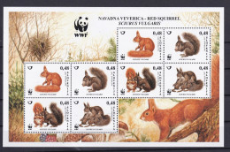 SLOVENIA 2007,FAUNA,SCIURUS VULGARIS,block,WWF,MNH - Roedores