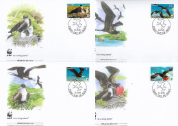 NAURU 2008  4 FDC WWF-OISEAUX  YVERT N°632/635 - FDC