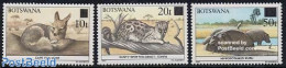 Botswana 1990 Animals Overprinted 3v, Mint NH, Nature - Animals (others & Mixed) - Botswana (1966-...)