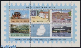 Mauritius 1970 Port Louis S/s, Mint NH, Nature - Transport - Various - Horses - Stamps On Stamps - Automobiles - Coach.. - Sellos Sobre Sellos