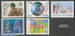 Switzerland 1989 Mixed Issue 5v, Mint NH, Nature - Transport - Dogs - Post - Railways - Nuovi