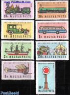 Hungary 1959 Traffic Museum 8v, Mint NH, Nature - Transport - Horses - Automobiles - Coaches - Aircraft & Aviation - R.. - Unused Stamps