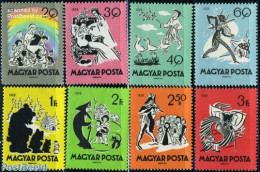 Hungary 1959 Fairy Tales 8v, Mint NH, Nature - Bears - Cats - Ducks - Art - Fairytales - Nuevos
