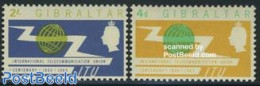 Gibraltar 1965 I.T.U. Centenary 2v, Mint NH, Science - Various - Telecommunication - I.T.U. - Télécom