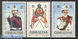 Gibraltar 1989 Regiment 3v, Mint NH, Various - Uniforms - Disfraces