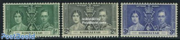 Gibraltar 1937 Coronation 3v, Mint NH, History - Kings & Queens (Royalty) - Case Reali