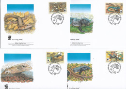 SAINTE-LUCIE  2008  4 FDC WWF-LEZARD  YVERT N°1257/1260 - FDC