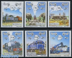 Botswana 1997 Railways 6v, Mint NH, Nature - Transport - Elephants - Railways - Eisenbahnen