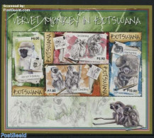 Botswana 2015 Vervet Monkey In Botswana S/s, Mint NH, Nature - Monkeys - Art - Paintings - Botswana (1966-...)