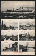 AK Bremerhaven, Leuchtturm, Alter Hafen, Schleuse, Lloyd-Halle, Passagierschiff Auf Hoher See  - Bremerhaven