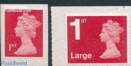Great Britain 2016 Definitives 2v S-a (1st & 1st Large, Red, From Booklet), Mint NH - Ungebraucht