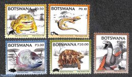 Botswana 2018 Reptiles & Fish 5v , Mint NH, Nature - Fish - Frogs & Toads - Reptiles - Snakes - Turtles - Vissen