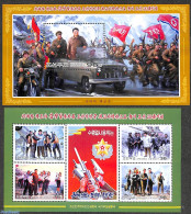 Korea, North 2011 Kim Jung Il & The Army 2 S/s, Mint NH, History - Militarism - Politicians - Militares