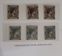 O) 1877 CUBA, KING ALFONSO XII, 50c Black, ALFONSO XII 25c  Green, VARIETY OF COLOR FINE PRINTING. EXCELLENT CONDITION - Otros & Sin Clasificación