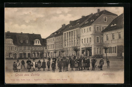 AK Ostritz, Marktplatz Mit Handlung Adolph Leupolt  - Ostritz (Oberlausitz)