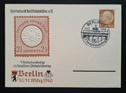 Private Ganzsache Reichsbund Der Philatelisten Berlin 1940, Sonderstempel - Entiers Postaux Privés